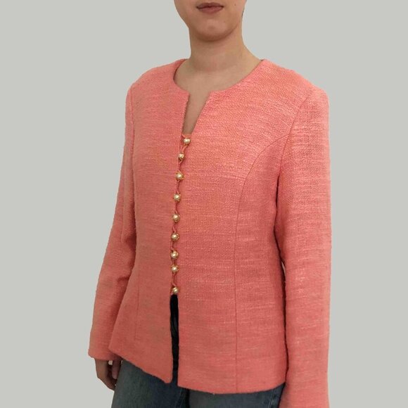 Jackets & Blazers - Coral Silk & Linen Blazer